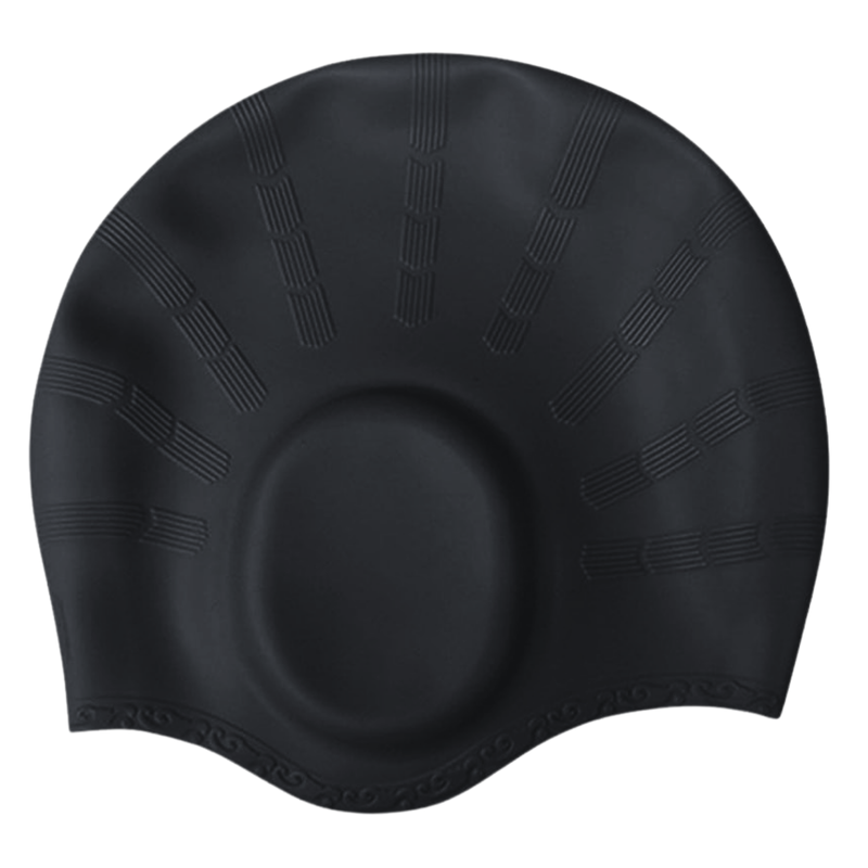 Ear Cover Hair Protection Silicone Swimming Cap Universal Size | Black