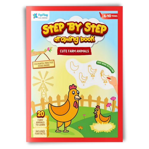Step by Step Drawing Book - Cute Farm Animals Theme (2-5 Years)