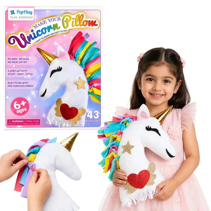 PepPlay Make Your Unicorn Pillow | No-Sew DIY Craft Fun | 43 Pieces Set