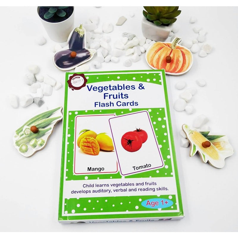 Vegetables, Fruits Flash Cards for kids -30 Cards