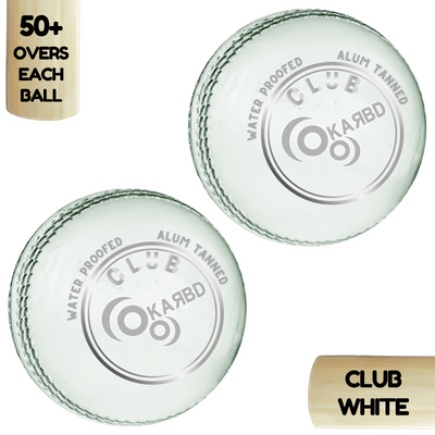 Cricket Leather Ball | 50+ Overs | Club White | Pack of 2