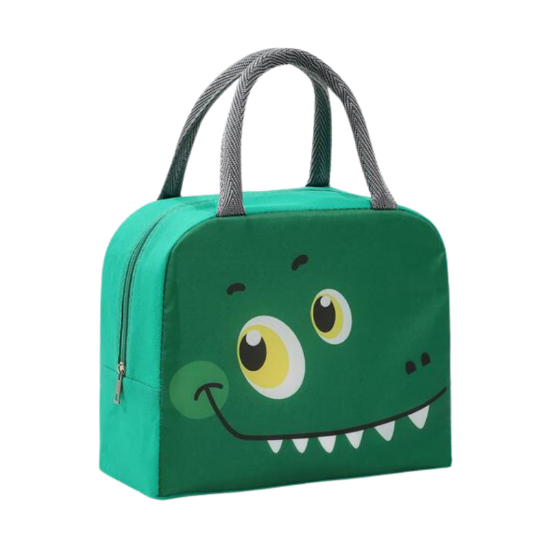 Insulated Lunch Box Bag with Aluminium Foil Insulation | Green Colour, Cute Monster Design