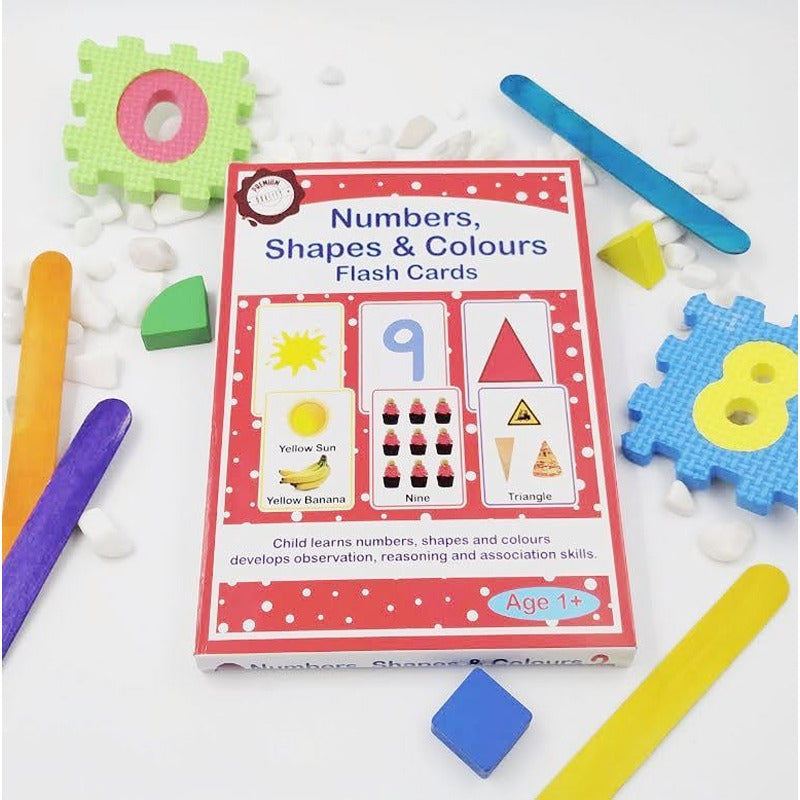 Numbers, Shapes & Colours Flash Cards for Kids - 32 Cards