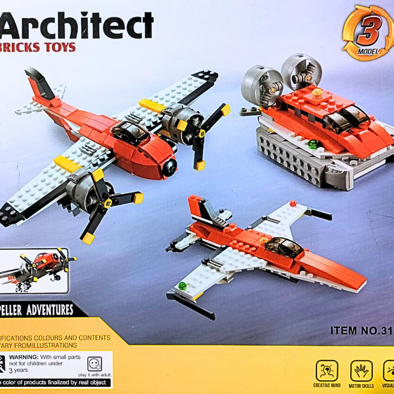 Building Blocks Set  Including Small Blocks (Rocket, Aeroplane, Boat) (241 Pieces)