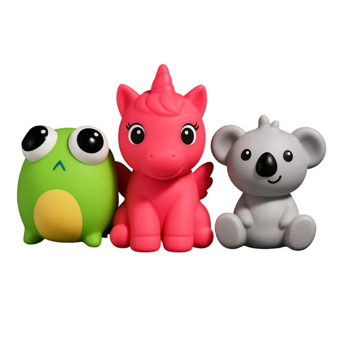 Woot Hoot Pack of 3 Jungle Buddies Interactive Toy Set | Squish & Shake for Lights & Sounds | Assorted Colors & Designs