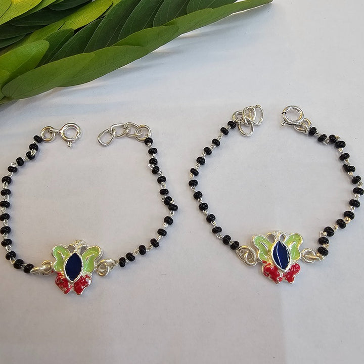 Pair of Sterling Silver 925 Multicolour Butterfly Kids Blackbeads Nazaria Bracelet