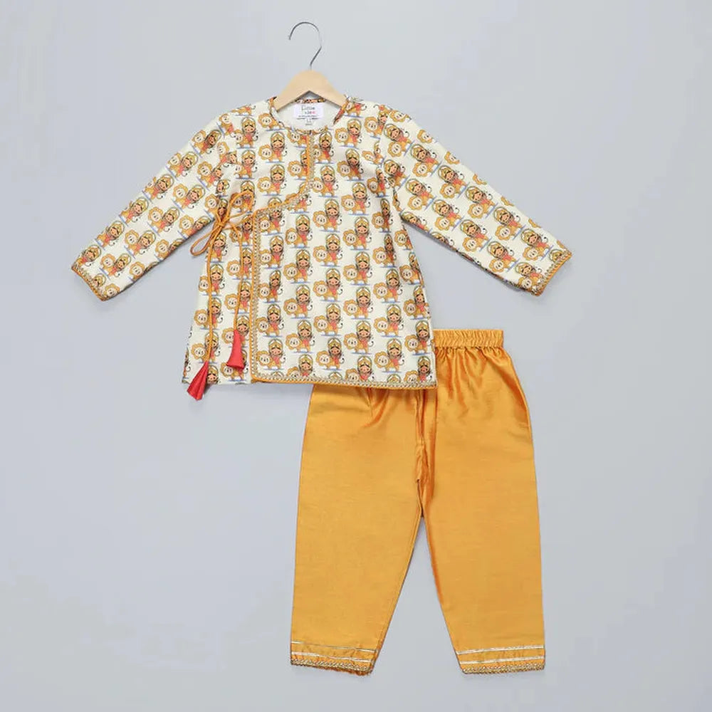 The Little Tales Durgaji Printed Kurta Payjama Set