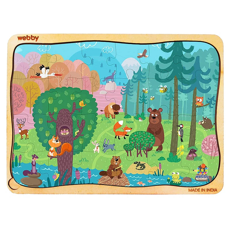 Cartoon Jungle Wooden Jigsaw Puzzle, 24pcs