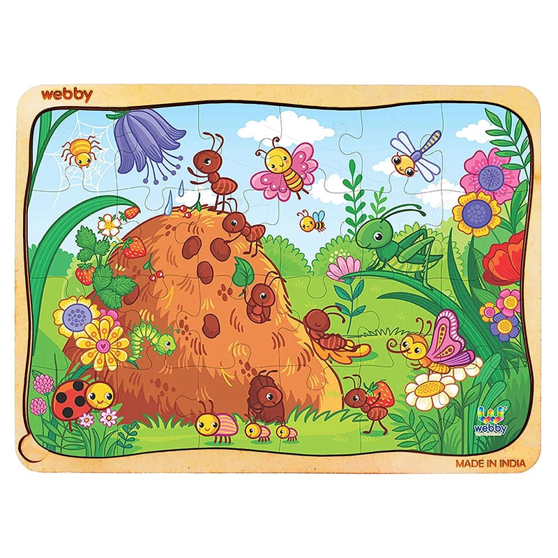 Colourful Bugs Wooden Jigsaw Puzzle, 24pcs