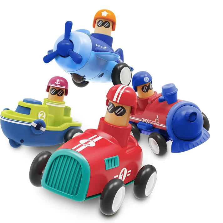 Kidology Bonkerheads 4 Push & Go Play Cars | Fun Friction-Powered Toys