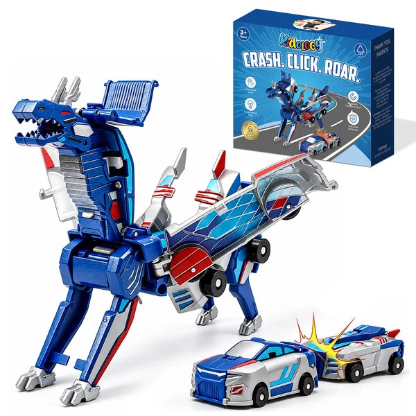 Kidology 2-in-1 Magnetic Transforming Car to Dragon Toy – Creative Transforming Vehicle