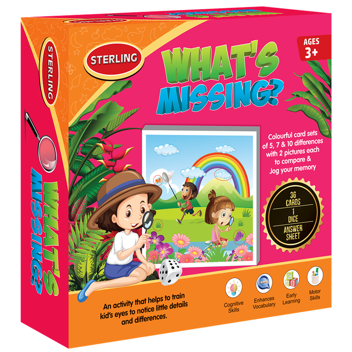 What's Missing Puzzle For Kids | 3+Years | 36 Pieces, 1 Activity Book and 1  Dice