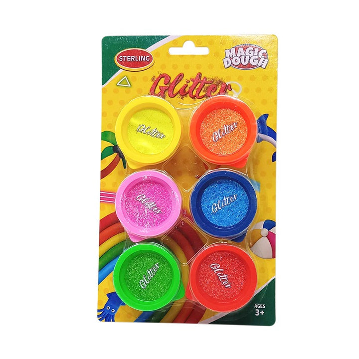 Pack of 6 Magic Sparkly Glitter Dough - 25g (2-8 Years)