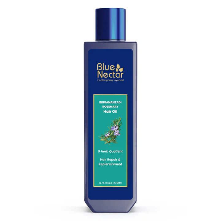 Blue Nectar Rosemary Oil for Hair Growth and Hair Fall Control (9 Herbs) - 100ml
