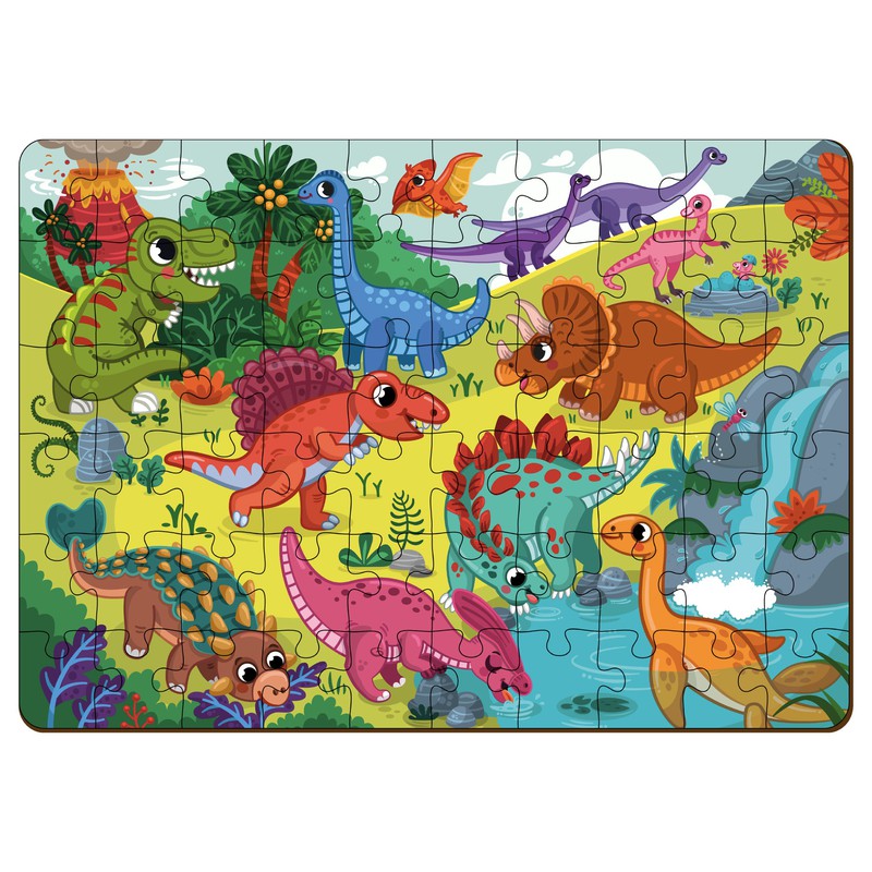 Dinosaurs World (60 Piece  Puzzle with Booster Cards)