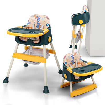 3 in 1 Baby High Chair for Kids | Baby Chair for Feeding with 2 Height Adjustable & Foldable, Toddler Booster Seat with Food Tray & Belt