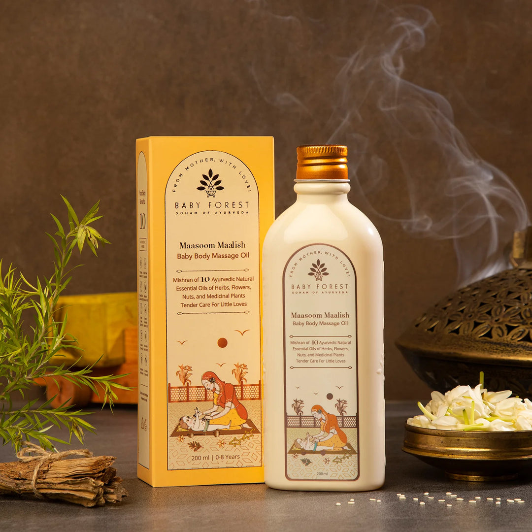 Baby Forest Maasoom Maalish Baby Body Massage Oil | Mishran of 10 Herbs & Oil- 200 ml
