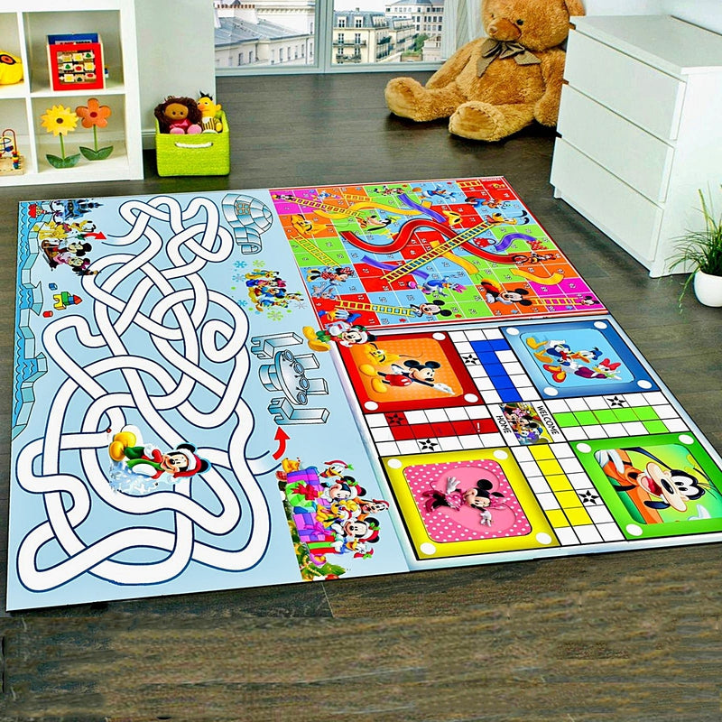 Mickey Mouse Printed Jumbo 3 in 1 Ludo, Snake & Ladder and Town Game with Dice & Tokens