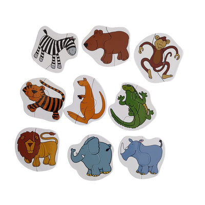 Learning 2 Piece Animals Jigsaw Puzzle Cards Learning Toys Kids, Educational Toddlers Toys, Jigsaw Puzzles for Kids Age 2-5, Preschool Montessori Toys and Birthday Gift for Kids - for Gifting