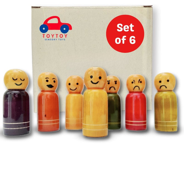 Wooden Finger Puppets for Kids | Set of 6