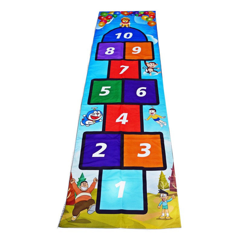 Kids Count & Jump Hopscotch Jumbo Play Mat for Children 96 x 27.5 Inches 2 Playing Strikers Game Indoor/Outdoor Activity Playing Mats