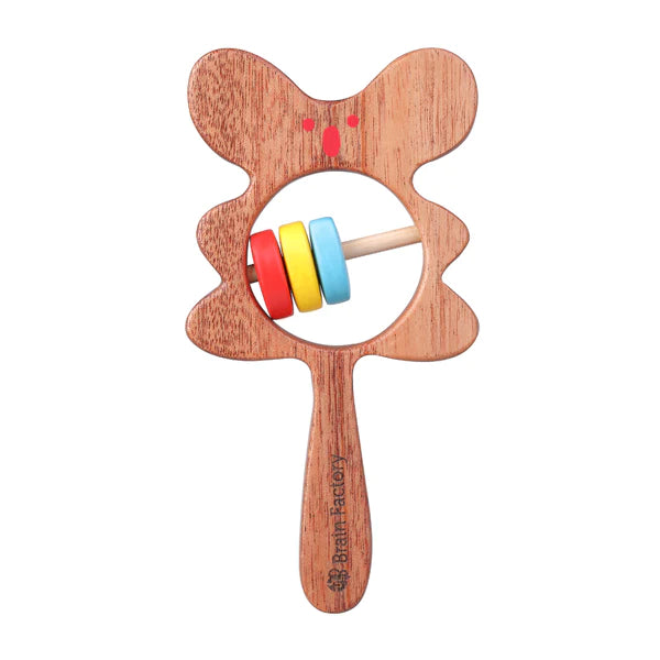 Neem Wood Bear And Owl Teether Rattle Combo Set