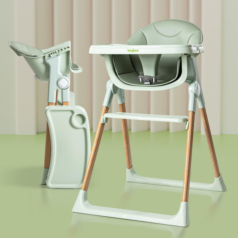 Foldable Baby High Chair for Kids with Adjustable Tray & Safety Belt | Feeding Booster Chair for Toddlers with Tray & Footrest