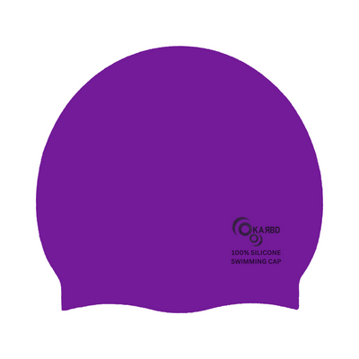 Silicone Swimming Cap for Kids/Adults | Unisex Universal Size Swimming Pool Head Cap | Purple Colour