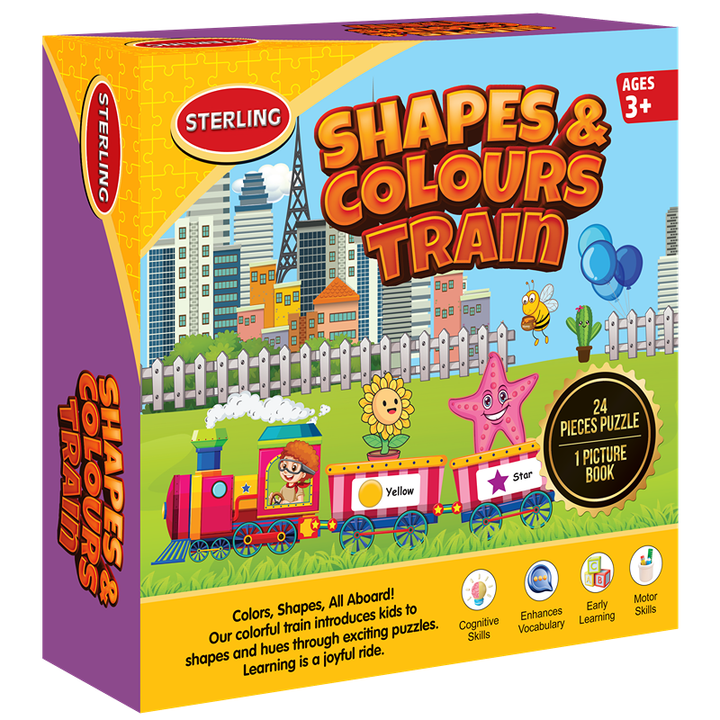 Shapes & Colours Train Jigsaw Puzzle For Kids | 3+Years | 24 Pieces and 1 Picture Book