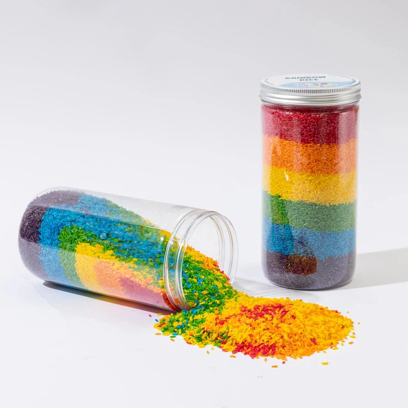 Sensory Rainbow Rice Jar for Toddlers/Kids | 660 gms of Multicolour Rice | 1 to 4 years