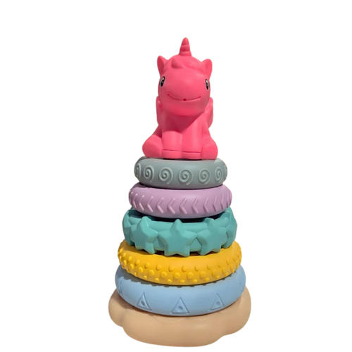 Woot Hoot Ring-A-Roos Soft Stacker with Magical Unicorn - Chewable