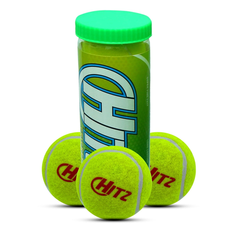 Hitz Cricket Tennis Ball (3 Pieces Jar) - Assorted Colours