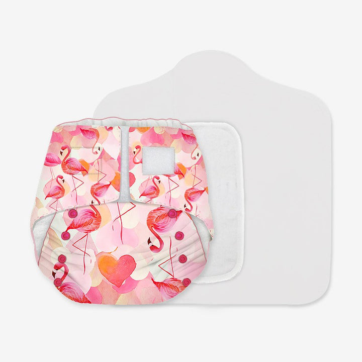 Flamingo Hearts Newborn Bliss - Reusable,Waterproof & Washable Cloth Diapers for Newborn Babies (2.5kg – 7kg) Fits