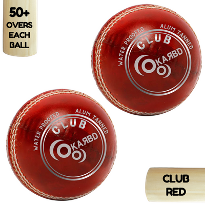 Cricket Leather Ball | 50+ Overs | Club Red | Pack of 2