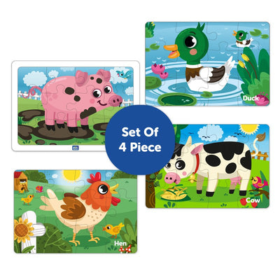 Farm Animals 4 in 1 Jigsaw Wooden Puzzle