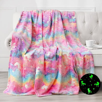 Unicorn Glow in Dark Blanket (Pink)