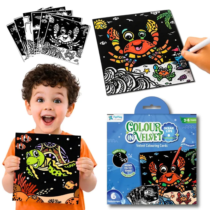 PepPlay Colour in Velvet - Ocean Life | Mess-Free Colouring Fun
