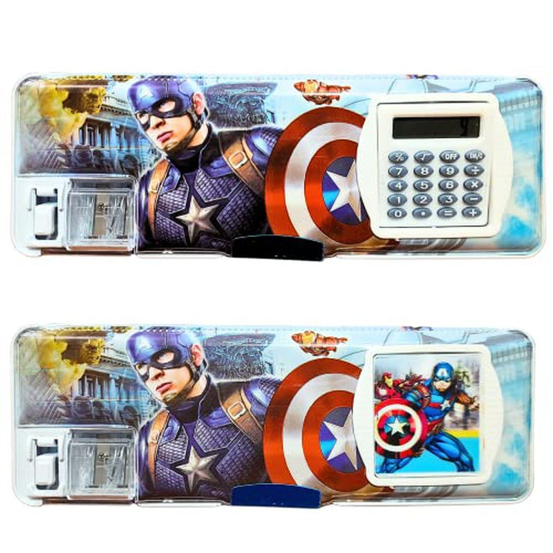 Compass Box | Pencil Box | Captain America| Inbuild Sharpener & Calculator (Captain America Pencil Box with Calculator)