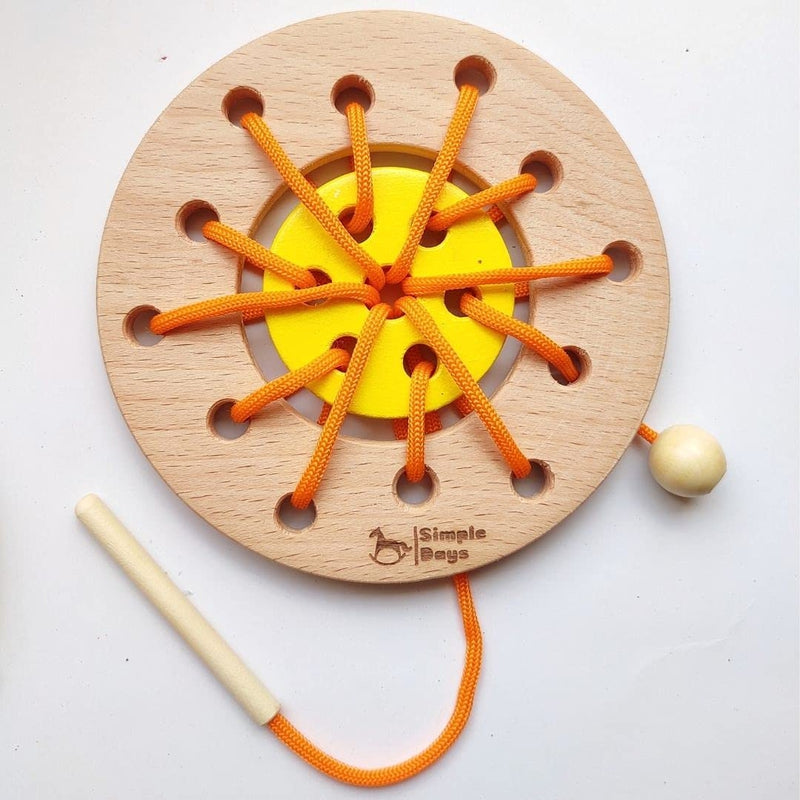 Wooden Lacing Ring Activity Toy