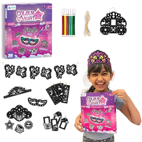 Colour-In Velvet Unicorns & Fairies Craft Kit (3-10 Years)