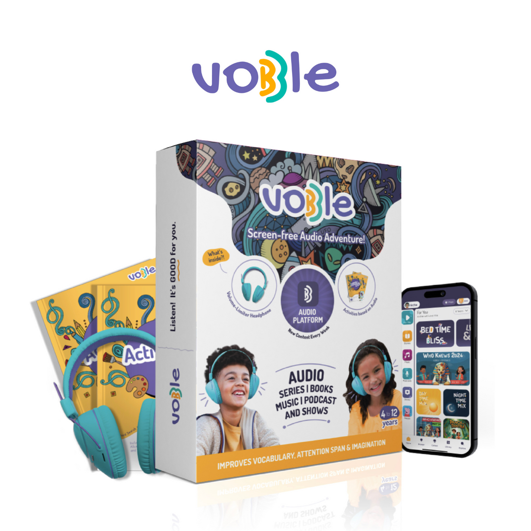 Vobble Kids Screen Free Audio Stories, Music, Adventure Bluetooth Headphones with Subscription Pack 12 Months (New Content Added Every Week), 4000+ Minutes of Content, 4 to 12 Years