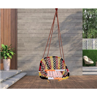 Cotton Single Seater Jhula Swing Chair Folding Washable with Safety Belt and Comfort Back Seat