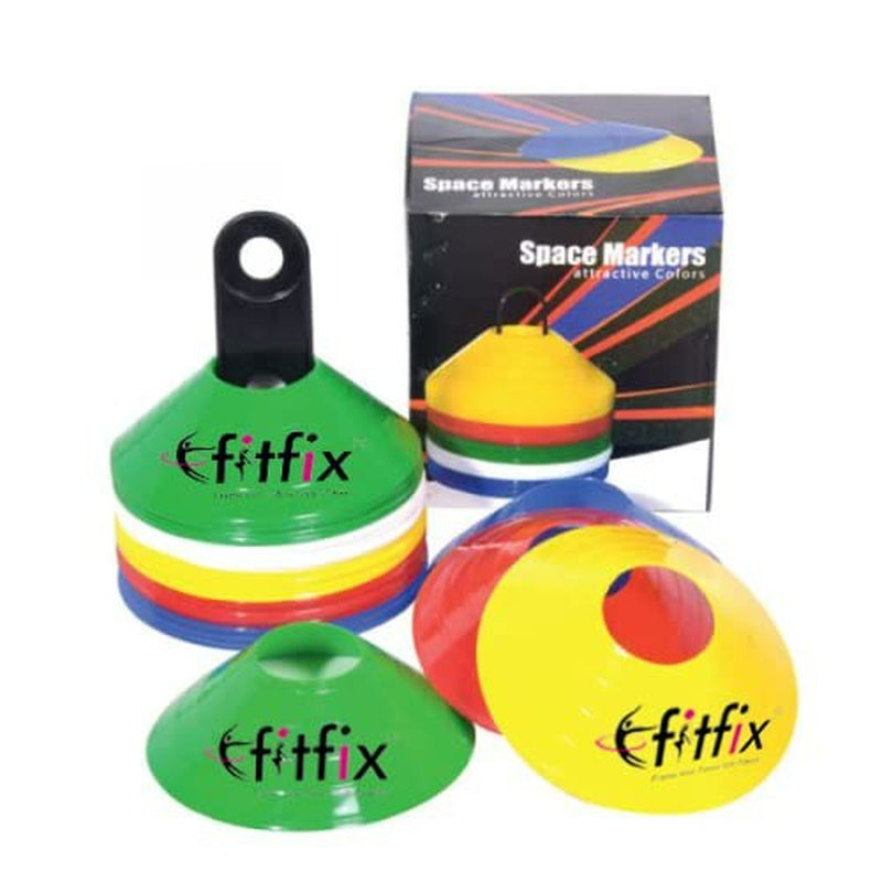 Fitfix Disc Cones with Carry Bag (Pack of 25 Cones) | Space Marker Agility Cones for Sports Training