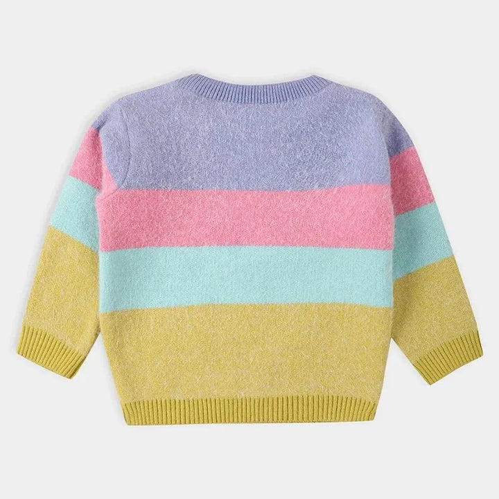 Mi Arcus Colored Stripe Pattern Sweater - Blended Jacquard Knit