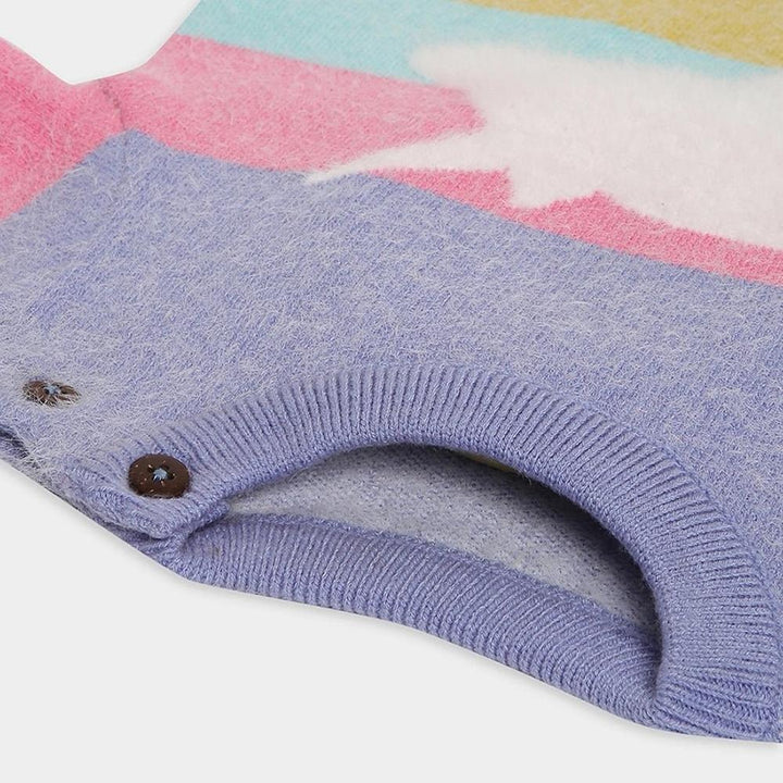 Mi Arcus Colored Stripe Pattern Sweater - Blended Jacquard Knit