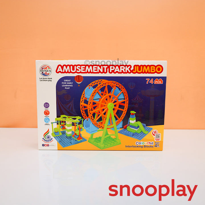 Ratna's 74 Pieces Amusement Park Jumbo Colourful Interlocking Blocks Set (4-8 Years)