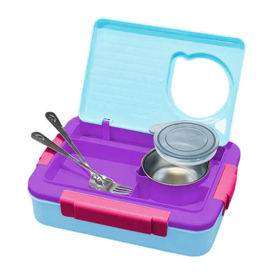 2 Decker Double Lock Stainless Steel Lunch /Tiffin Box (Blue/Purple)