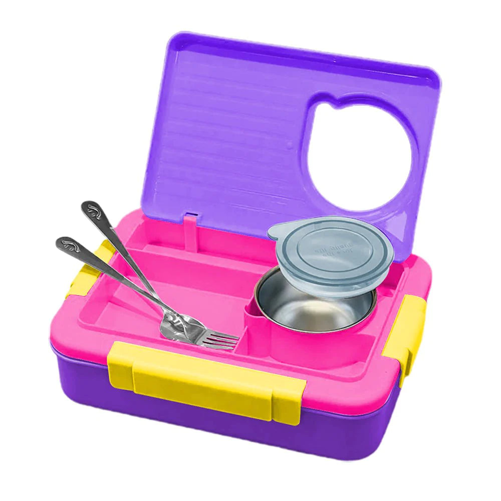 2 Decker Double Lock Stainless Steel Lunch /Tiffin Box (Purple/Pink)