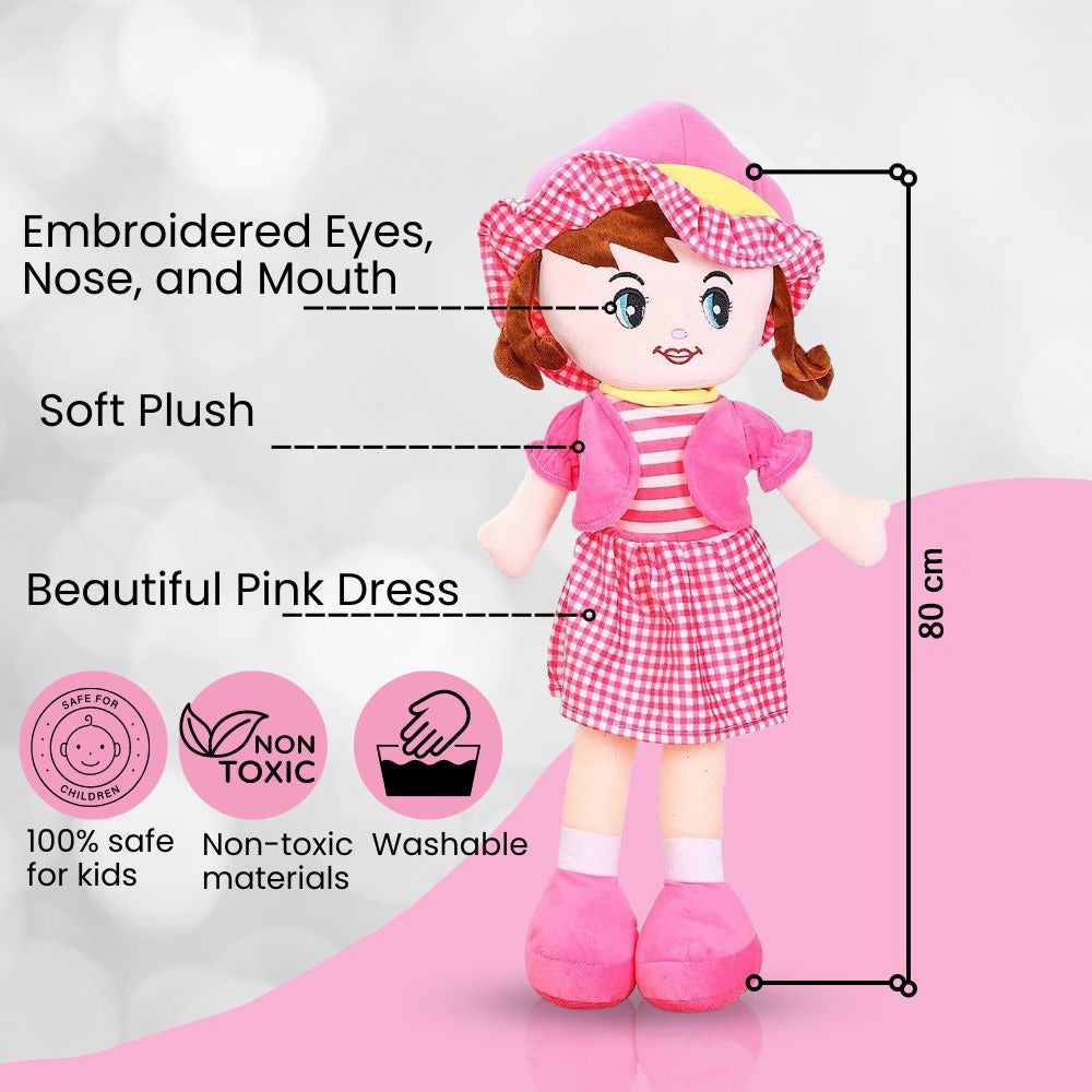 2.5 Feet Pink Super Soft Stuffed Huggable Girl Winky Doll | Washable