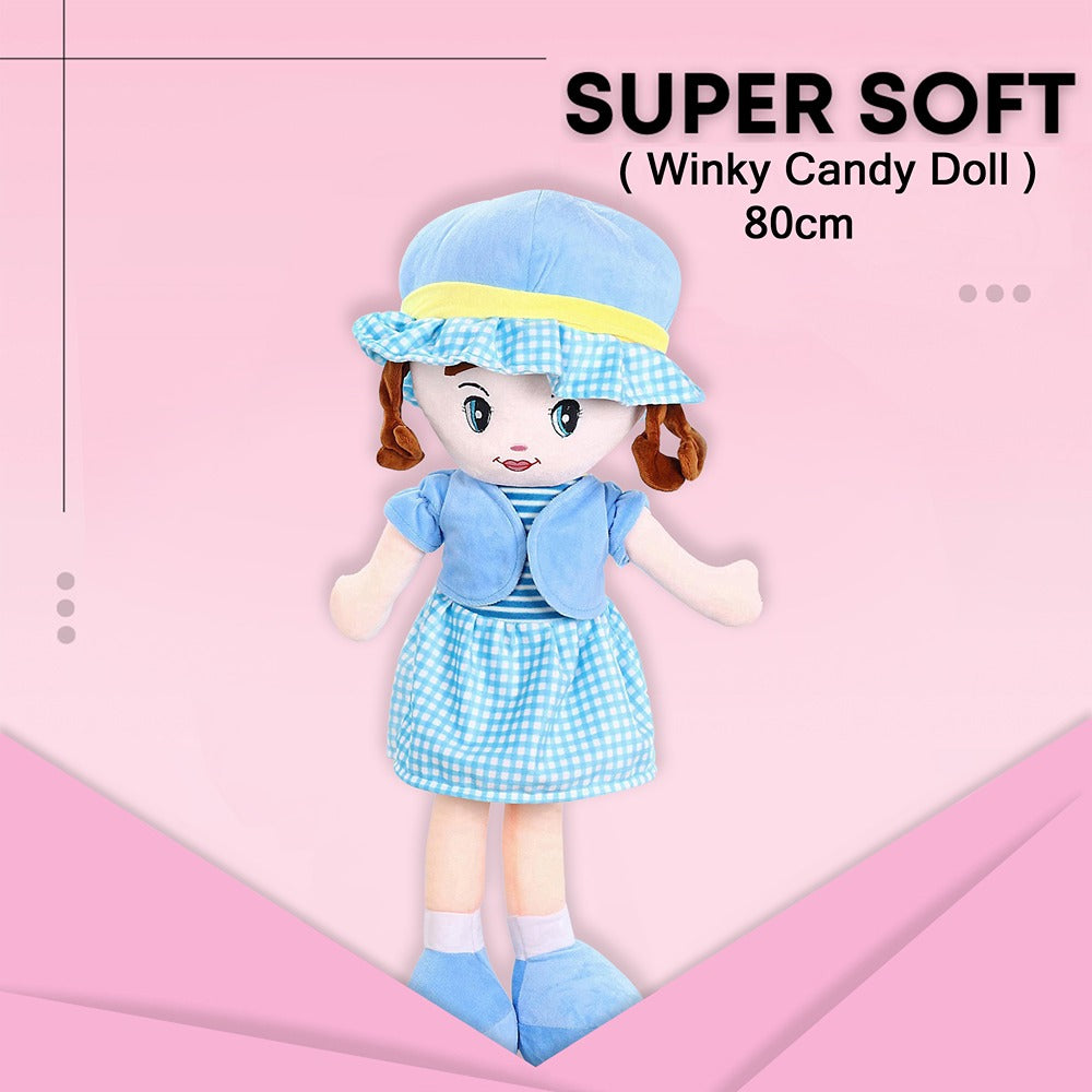 2.5 Feet Sky Blue Super Soft Stuffed Huggable Girl Winky Doll | Washable